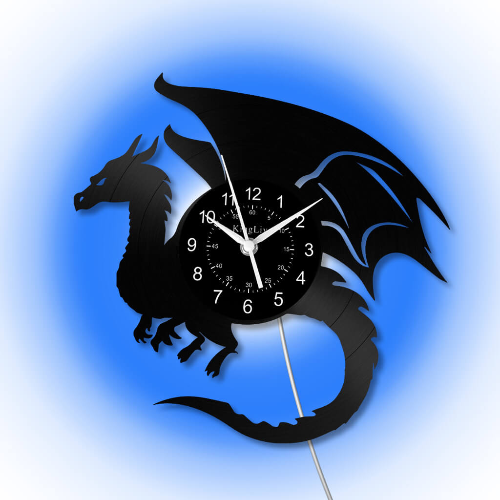 LED Vinyl Wall Clock | Dragon | 12'' | 0187WPB