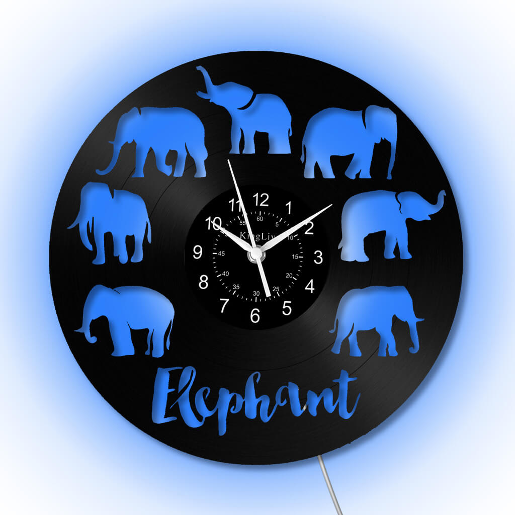 LED Vinyl Wall Clock | Elephant | 12''