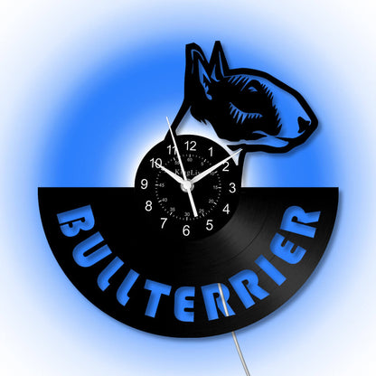 LED Vinyl Wall Clock | Bull Terrier Dog | 12'' | 0236WPB