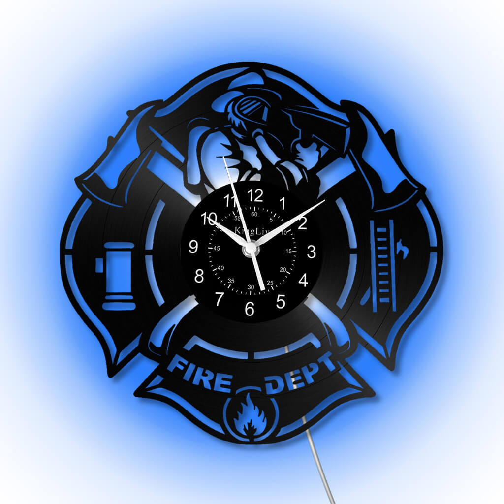 LED Vinyl Wall Clock | Fire Department | 12'' | 0302WPB