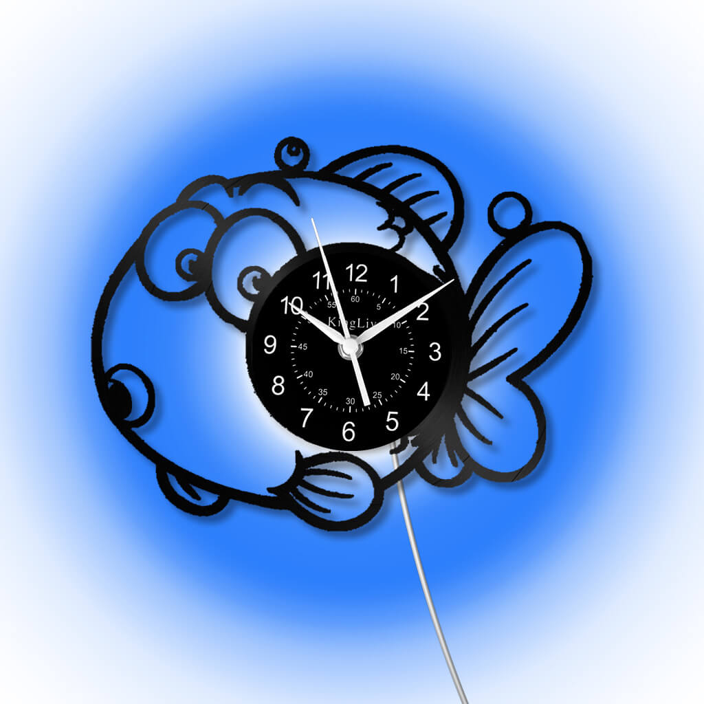 LED Vinyl Wall Clock | Fish | 12'' | 0190WPB