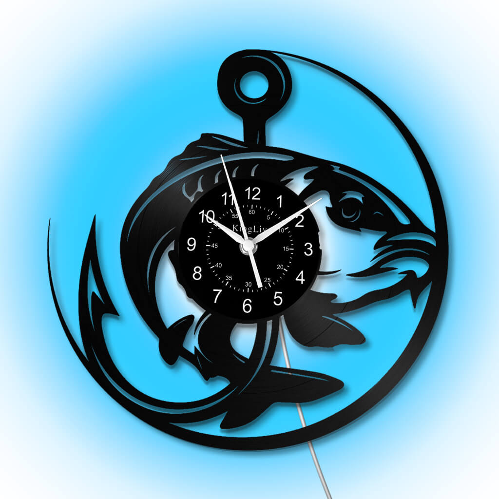 LED Vinyl Wall Clock | Fishing | 12'' | 0224WPB