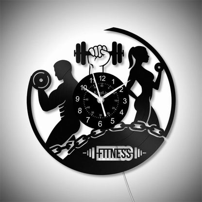 LED Vinyl Wall Clock | Fitness | 12'' | 0131WPB