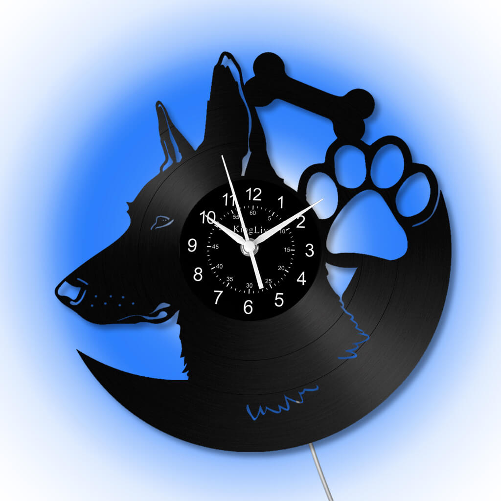 LED Vinyl Wall Clock | Custom German Shepherd Dog | 12'' | 0256WPB