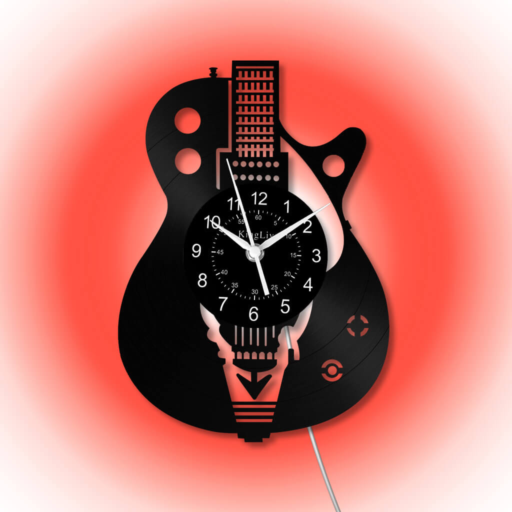 LED Vinyl Wall Clock |  Guitar Custom Name | 12''