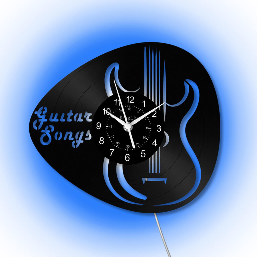 LED Vinyl Wall Clock | Guitar Music | 12''