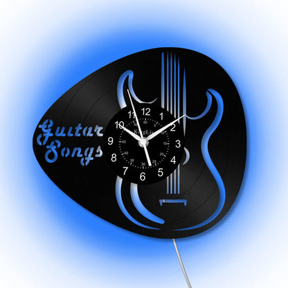 LED Vinyl Wall Clock | Guitar Songs| 12'' | 0266WPB