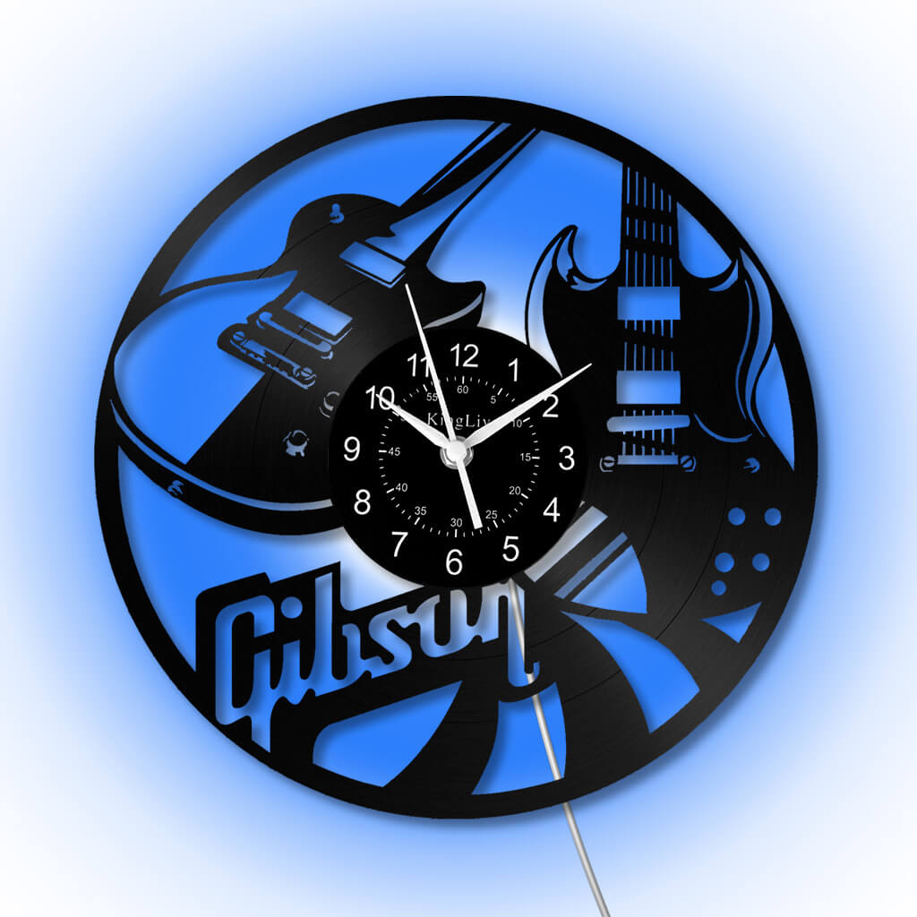 LED Vinyl Wall Clock | Guitar Music | 12''