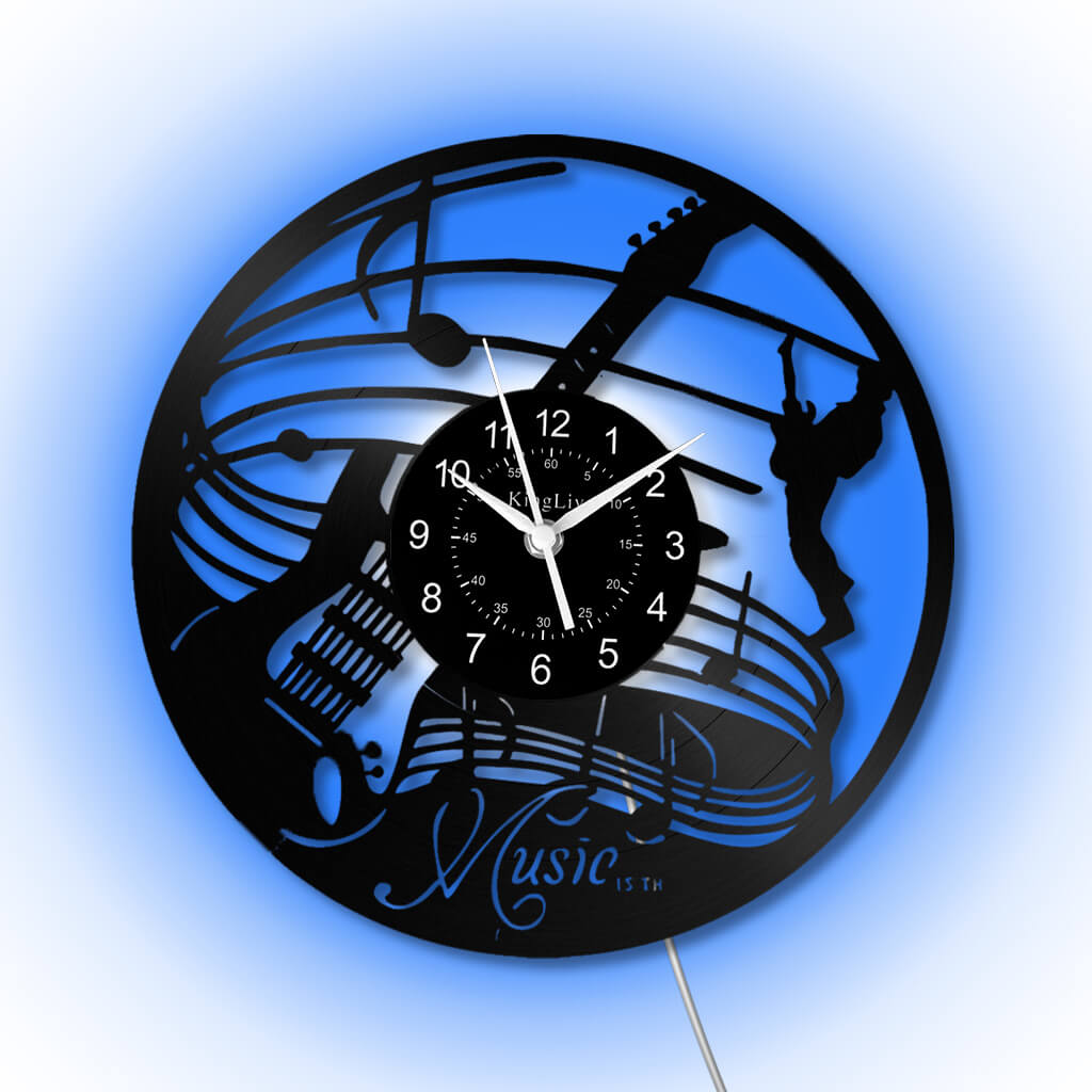 LED Vinyl Wall Clock | Guitar Music | 12''