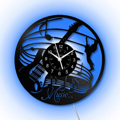 LED Vinyl Wall Clock | Guitar Music | 12''