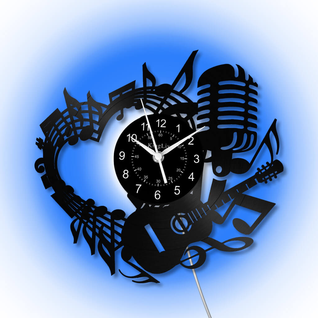 LED Vinyl Wall Clock | Guitar Music | 12'' | 0215WPB
