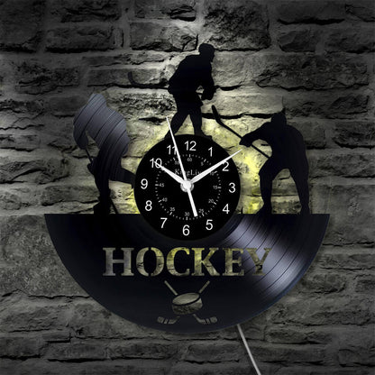 Hockey LED Vinyl Record Wall Clock 12''