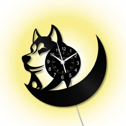 LED Vinyl Wall Clock | Husky Dog | 12'' | 0277WPB