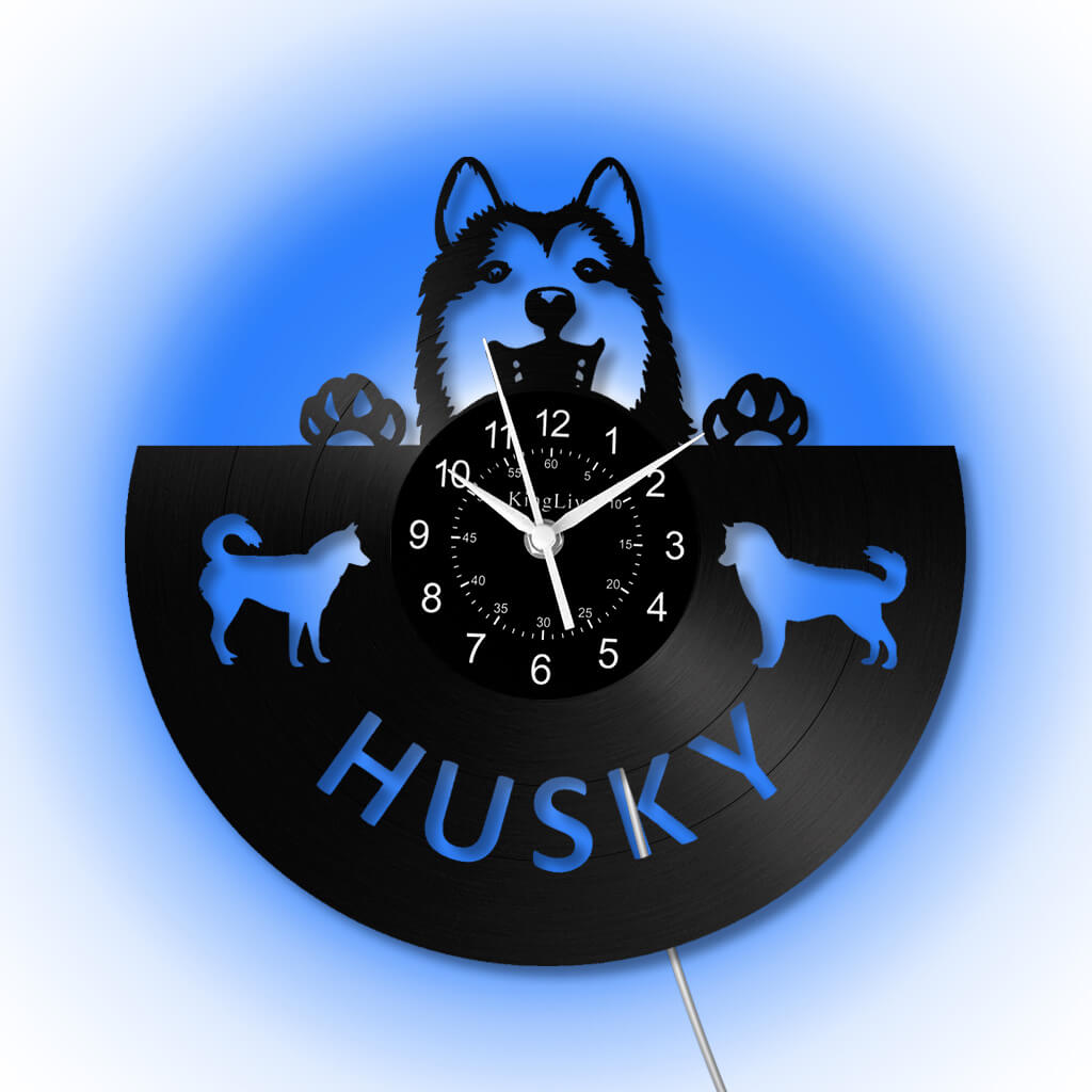 LED Vinyl Wall Clock | Husky Dog | 12'' | 0242WPB