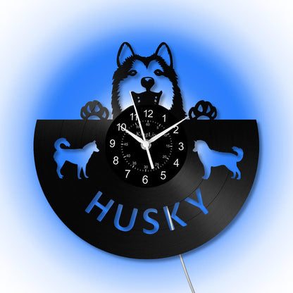 LED Vinyl Wall Clock | Husky Dog | 12'' | 0242WPB