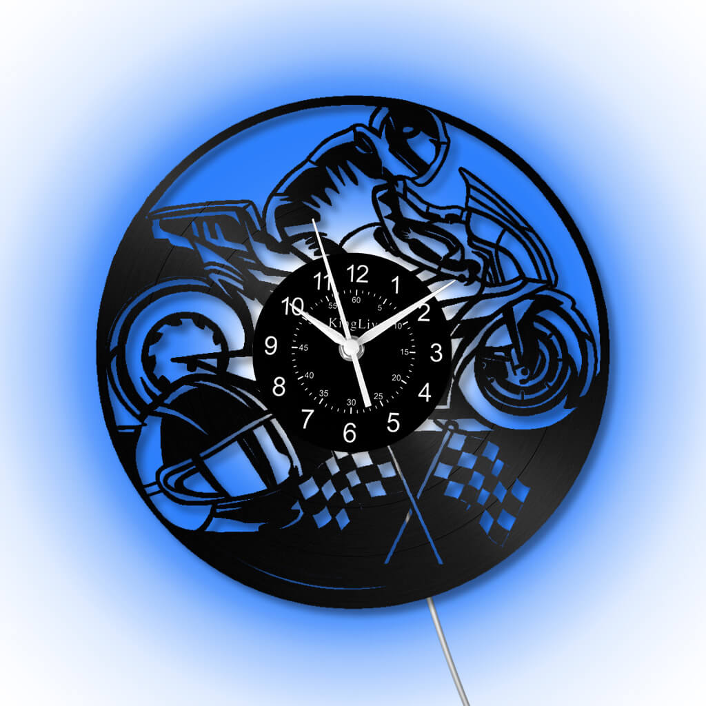 LED Vinyl Wall Clock | Motorcycle | 12'' | 0189WPB