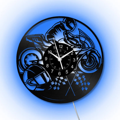 LED Vinyl Wall Clock | Motorcycle | 12'' | 0189WPB