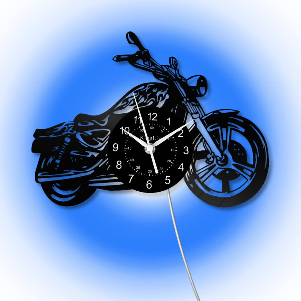LED Vinyl Wall Clock | Motorcycle | 12'' | 0132WPB