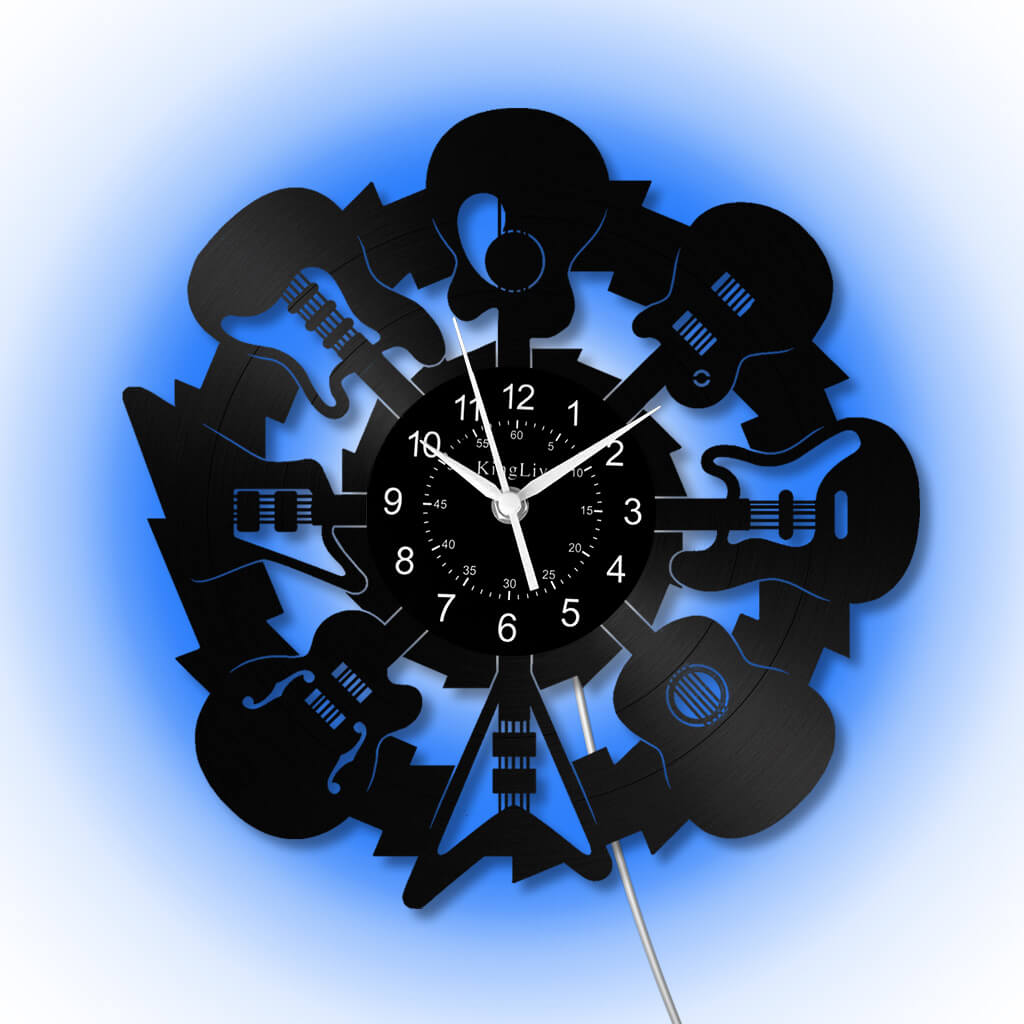 LED Vinyl Wall Clock | Guitar Music | 12''