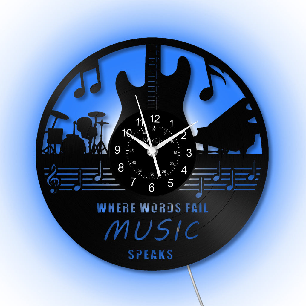 LED Vinyl Wall Clock | Guitar Music | 12'' | 0124WPB