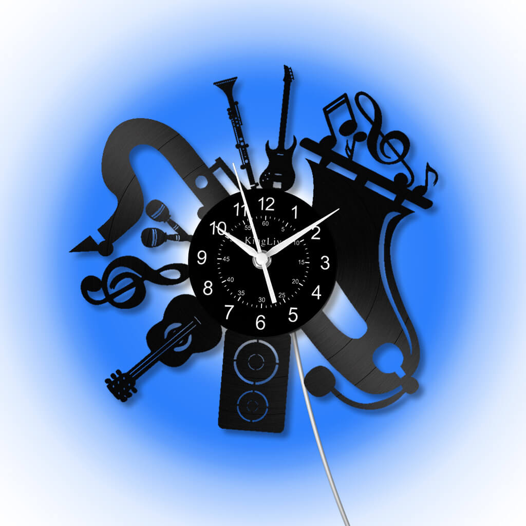 LED Vinyl Wall Clock | Musical Instrument | 12'' | 0212WPB