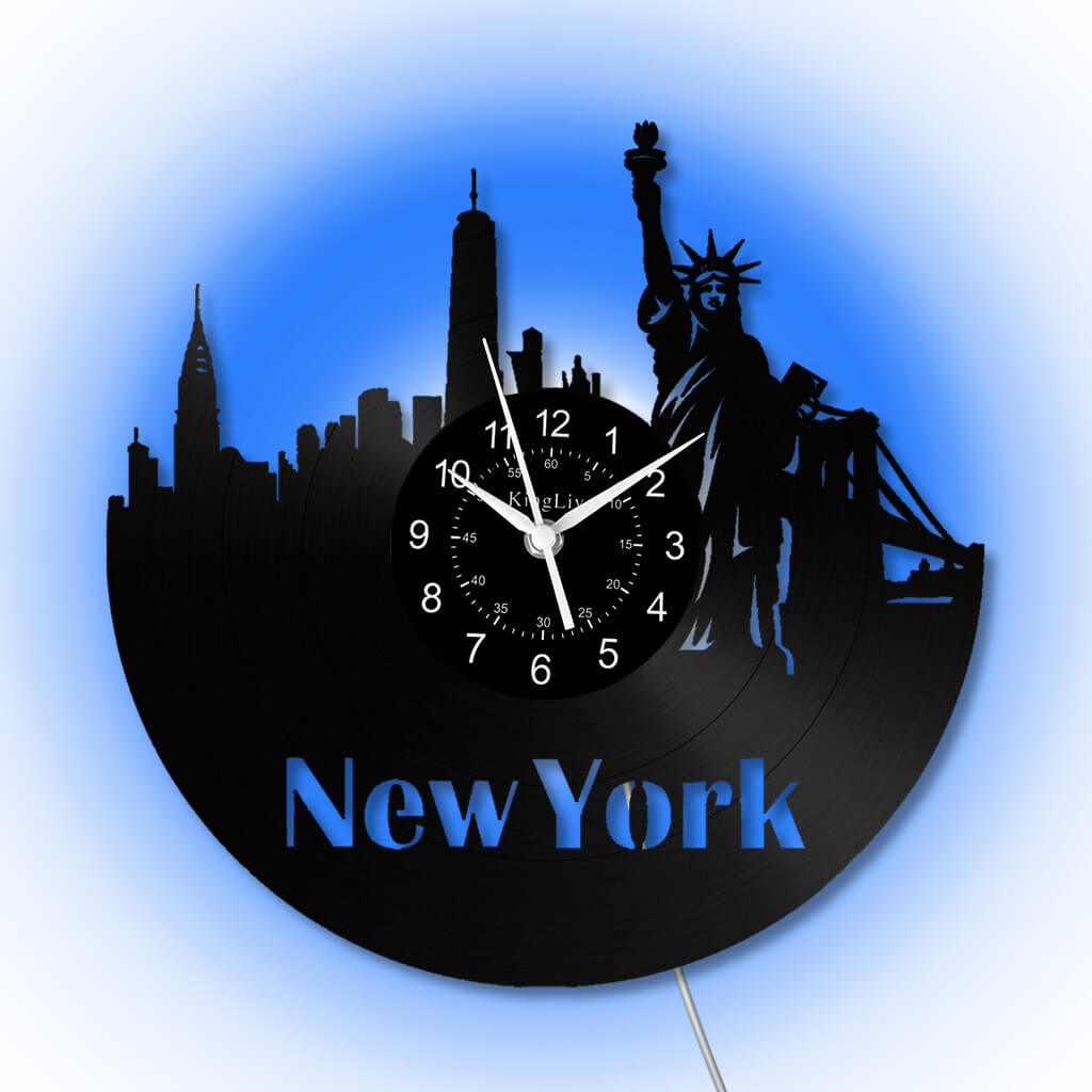 LED Vinyl Wall Clock | New York | 0205WPBN