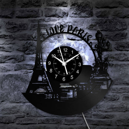 LED Vinyl Wall Clock | Paris Eiffel Tower | 12'' | 0271WPB