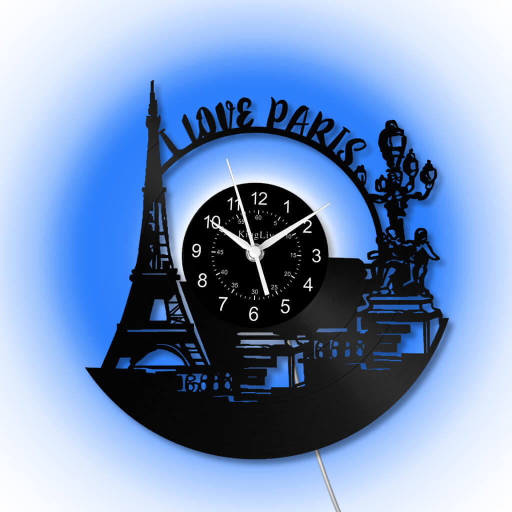 LED Vinyl Wall Clock | Paris Eiffel Tower | 12'' | 0271WPB