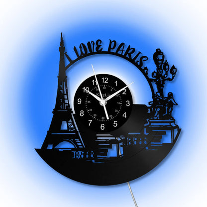 LED Vinyl Wall Clock | Paris Eiffel Tower | 12'' | 0271WPB