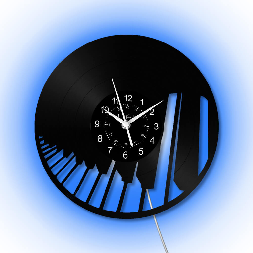 LED Vinyl Wall Clock | Piano Music Note | 12''
