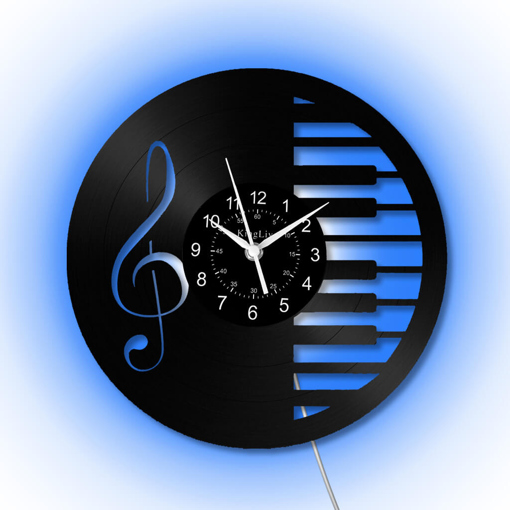 LED Vinyl Wall Clock | Piano Music Note | 12''