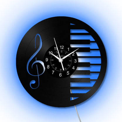 LED Vinyl Wall Clock | Piano Music Note | 12''