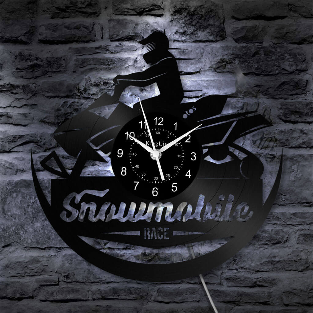 LED Vinyl Wall Clock | Snowmobile | 12'' | 0279WPB