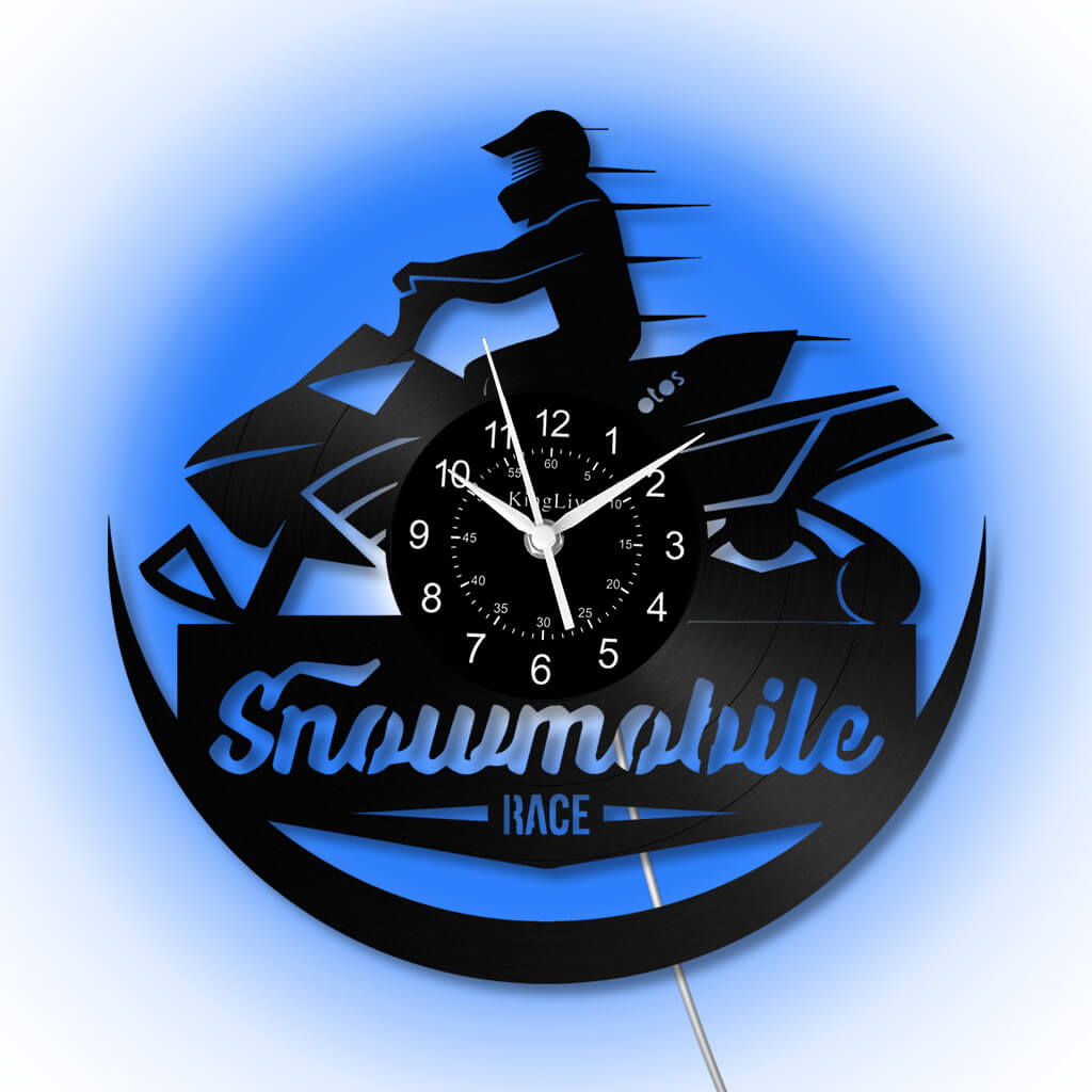 LED Vinyl Wall Clock | Snowmobile | 12'' | 0279WPB