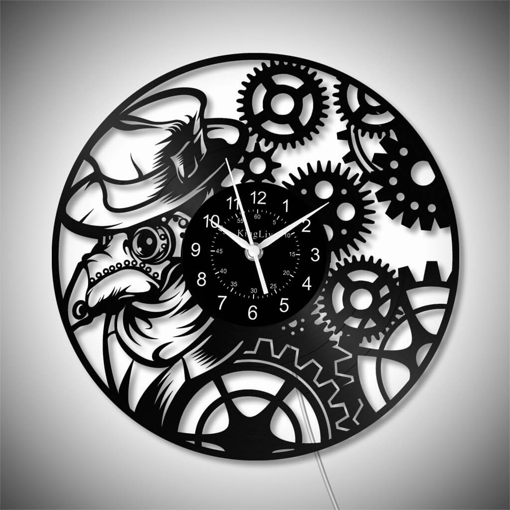 LED Vinyl Wall Clock | Steampunk | 12'' | 0303WPB