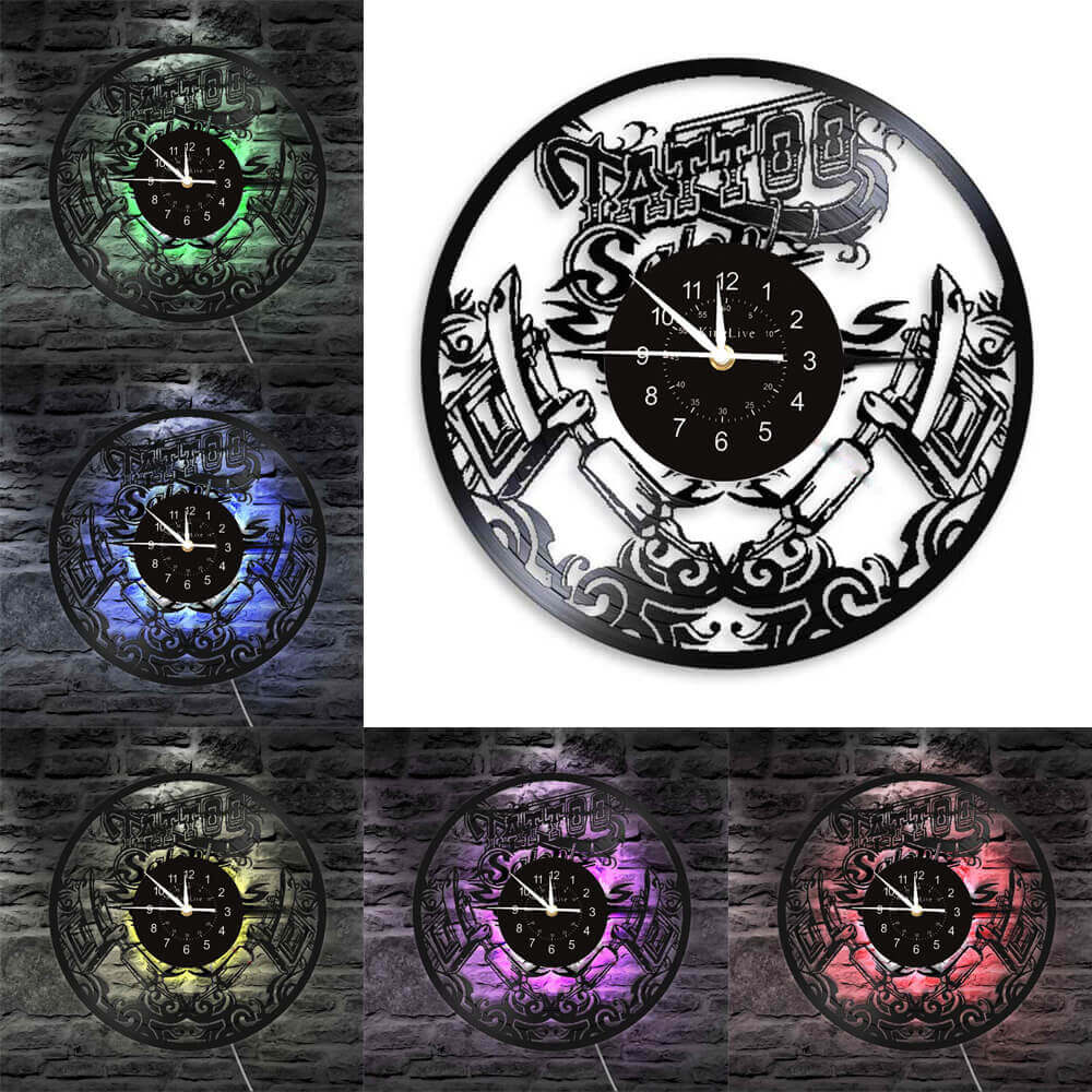 Tattoo Studio Led Vinyl Record Wall Clock