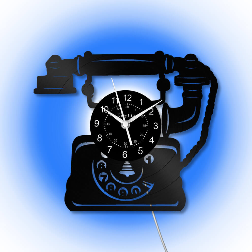 LED Vinyl Wall Clock | Telephone | 12'' | 0288WPB