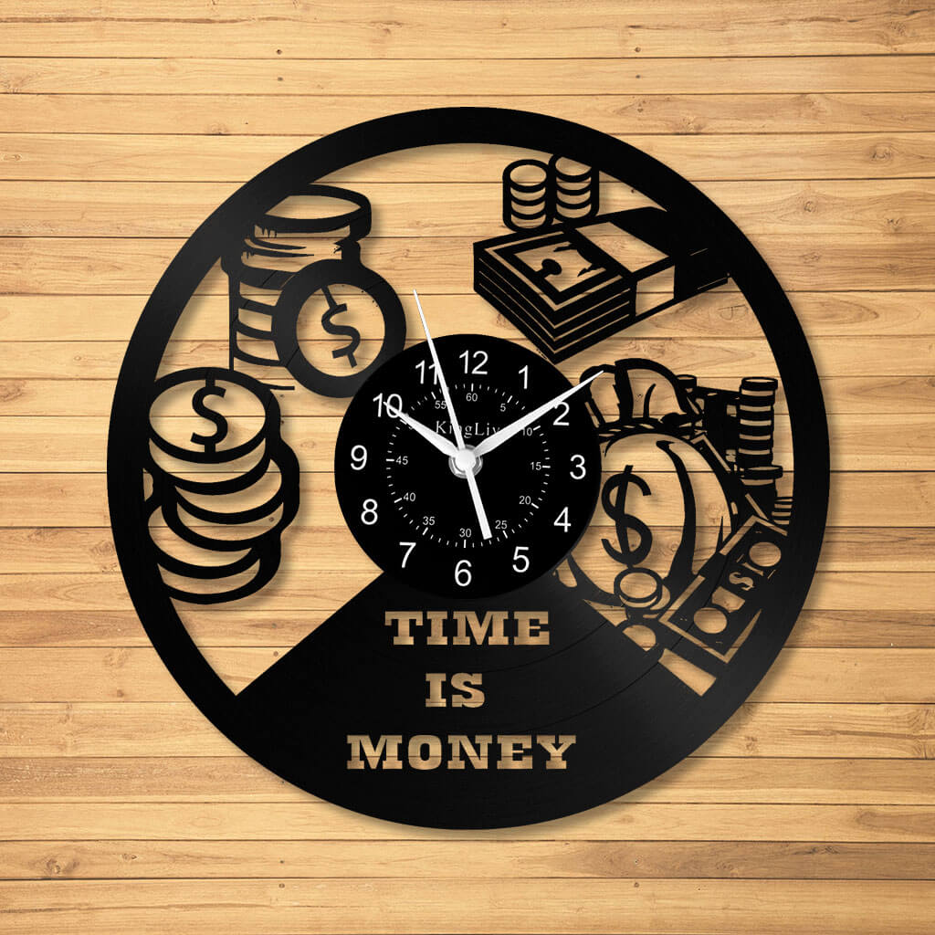 LED Vinyl Wall Clock | Time is Money | 12'' | 0270WPB