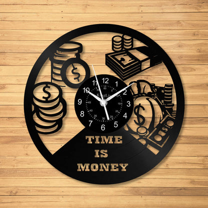 LED Vinyl Wall Clock | Time is Money | 12'' | 0270WPB