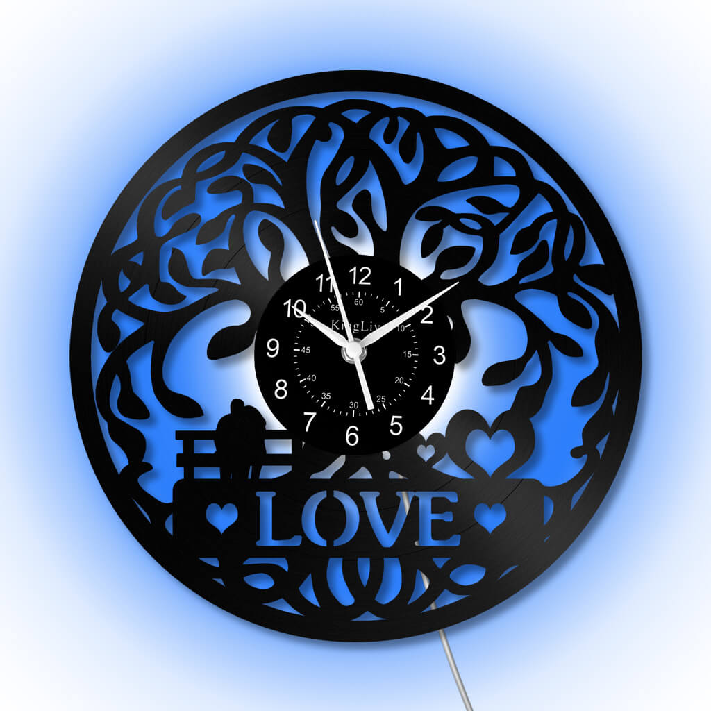 LED Vinyl Wall Clock | Tree of Love | 12'' | 0305WPB