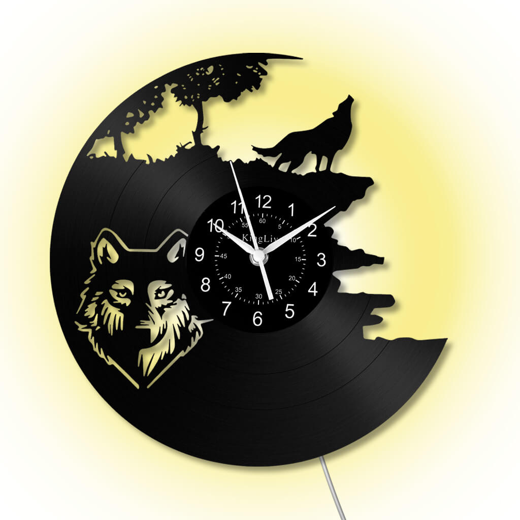 LED Vinyl Wall Clock | Wolf