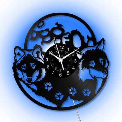 LED Vinyl Wall Clock | Wolf | 12'' | 0153WPB