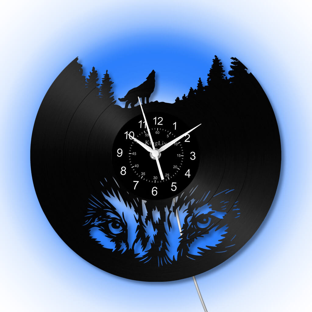 LED Vinyl Wall Clock | Wolf | 0309WPB