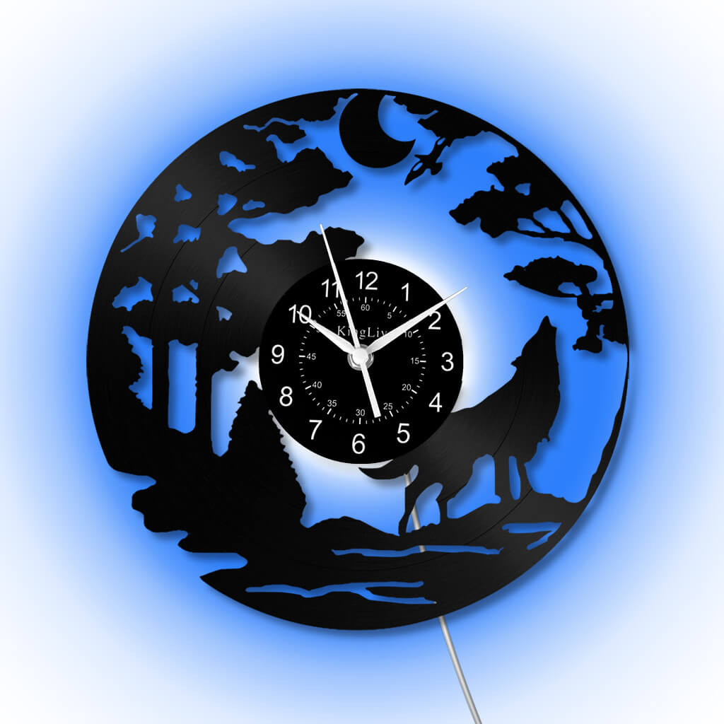 LED Vinyl Wall Clock | Wolf