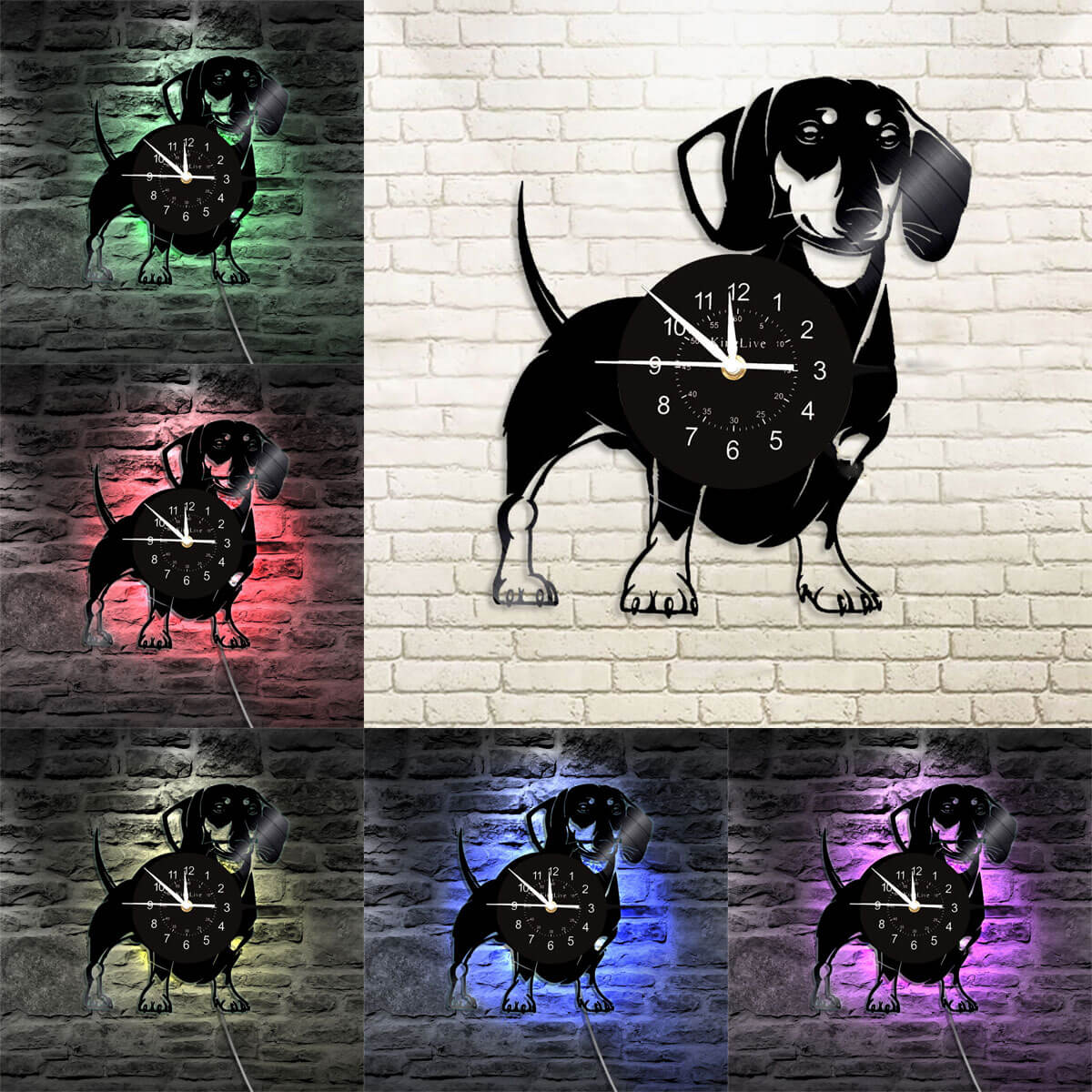 Dog Led Vinyl Record Wall Clock