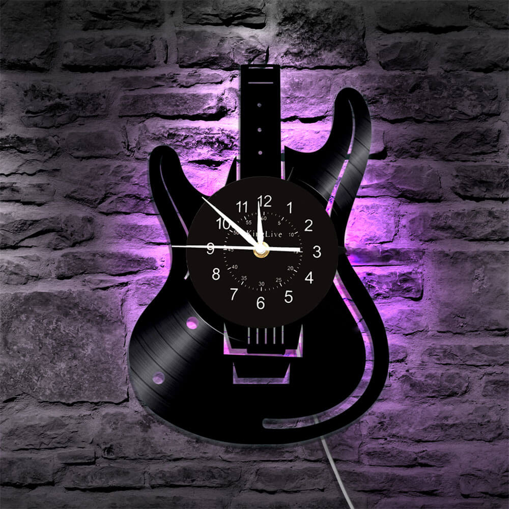 Guitar Led Vinyl Record Wall Clock
