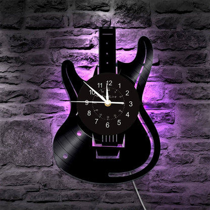Guitar Led Vinyl Record Wall Clock
