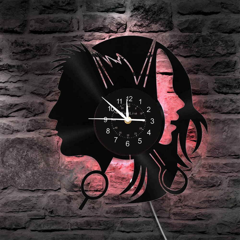 Hair Salon Barbershop Led Vinyl Record Wall Clock