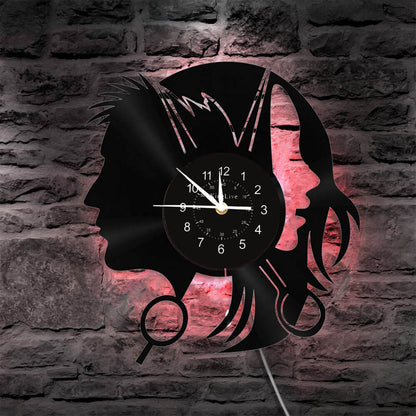 Hair Salon Barbershop Led Vinyl Record Wall Clock