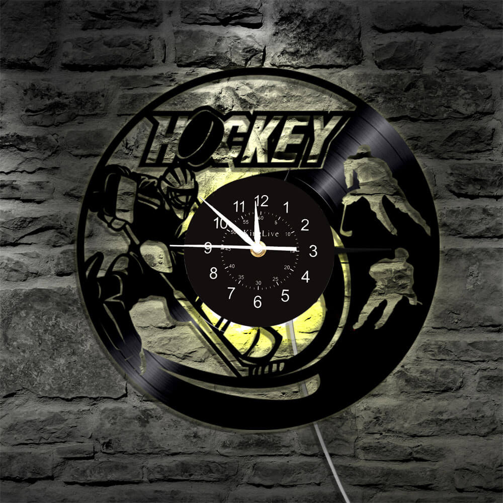 Hockey Led Vinyl Record Wall Clock